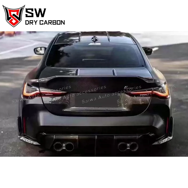 ألياف الكربون الجافة CSL نمط غطاء صندوق السيارة لسيارات BMW G80 M3 G82 M4 2021 + غطاء صندوق السيارة الخلفي سباق ملحقات خفيفة الوزن