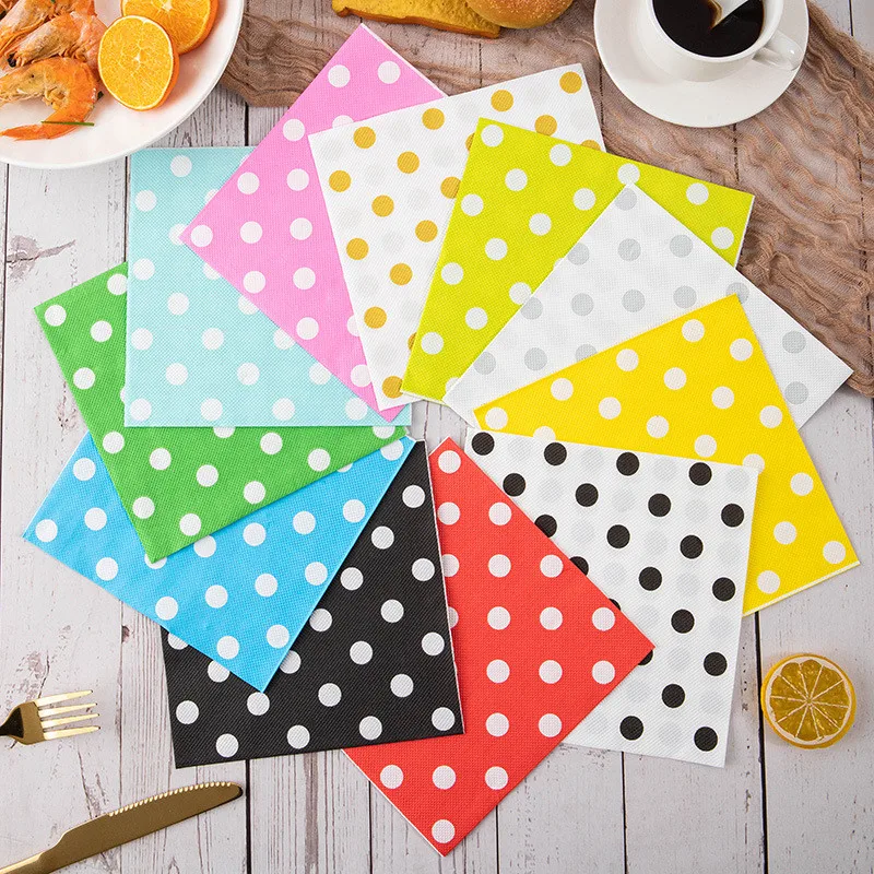 20Pcs/Pack Polka Dot Printed Disposable Table Dinner Tissue Napkins Paper Restaurant DIY Party Decoration