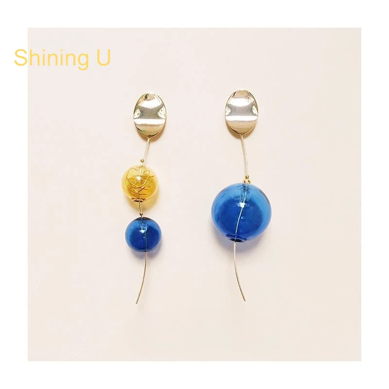 

Shining U Asymmetric Glass Ball Dangle Earrings for Women Fashion Jewelry Summe