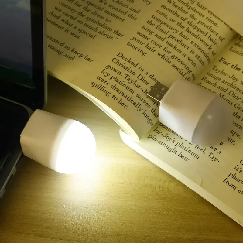 1/20PCS Mini USB LED Lights Portable Plug Lamp Eye Protection Book Reading Light Small Round Car Bulb Computer Mobile Power Lamp