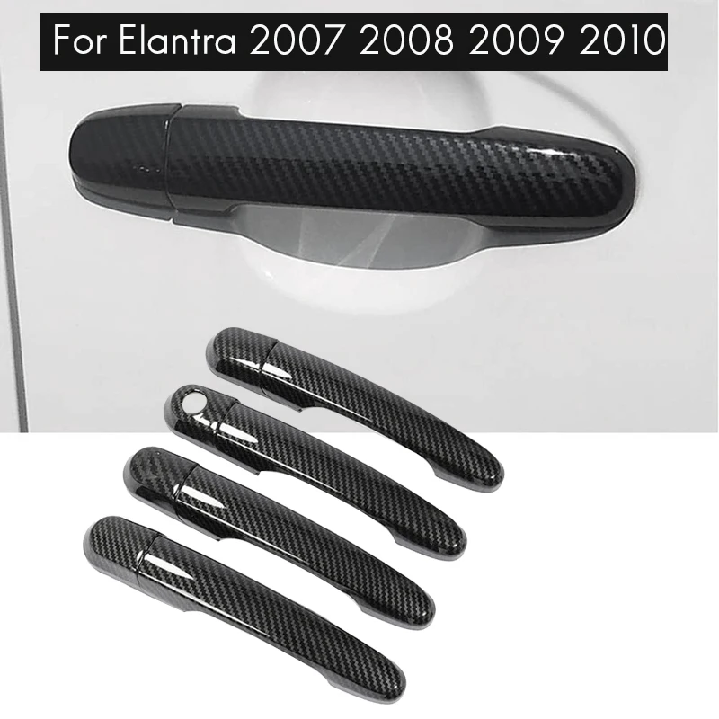 For Hyundai Elantra 2007 2008 2009 2010 Carbon Fiber Outside Exterior Outer Side Door Handle Protector Cover Trim