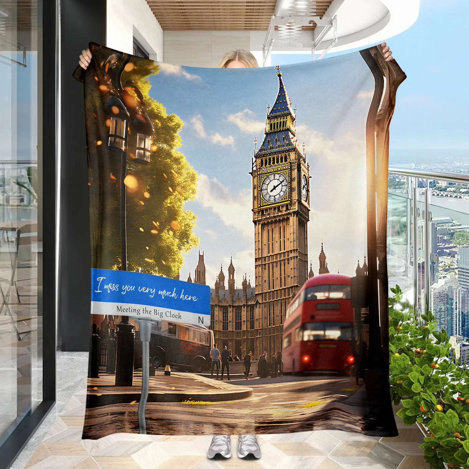 

Classic London Natural Scenery Blanket Personalized Customized Hoto French Chinese Architecture Street View Tapestry for Friend