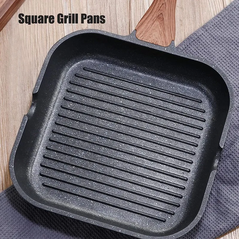 Grill Pan For Stove Tops, Nonstick Induction Pan Aluminum Induction Steak Bacon Pan Frying Pan For Gas, Ceramic