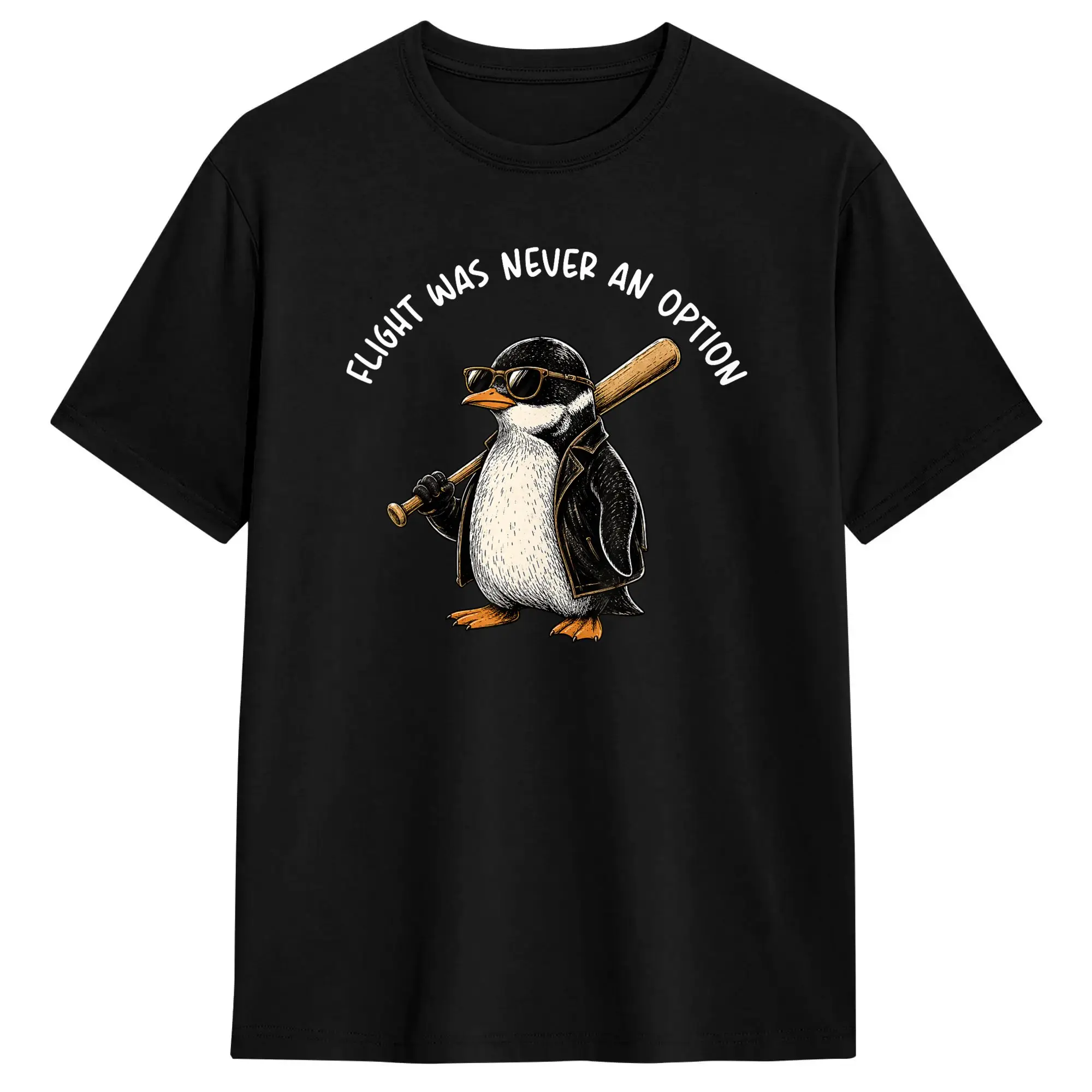 Oversized T Shirt Flight was Never an Option Tactical Penguin Funny Bird Meme 100 Cotton T-Shirts  Hip Hop Tshirt Casual Tops