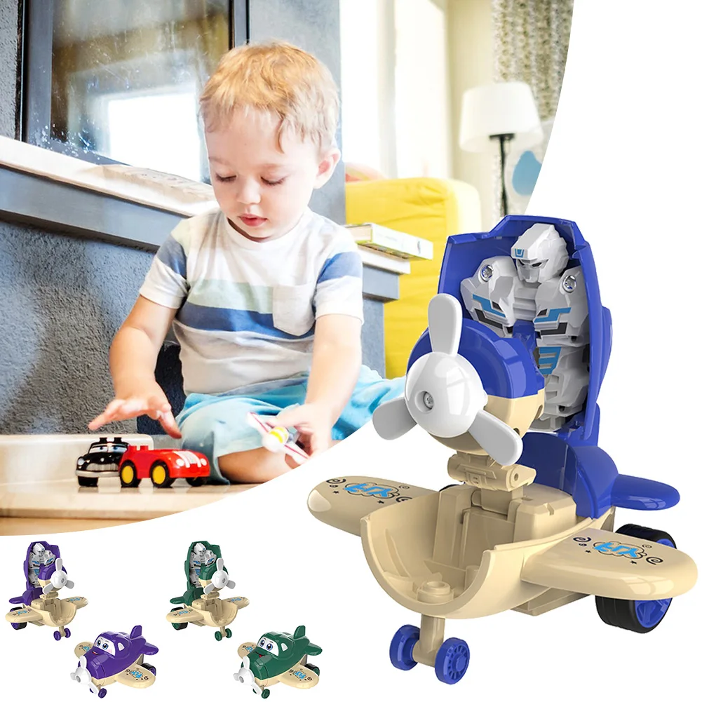 Lovely Rotatable Transforming Plane Robot Toy Multifunctional Funny Puzzle Toys Kids Party Favor Toy