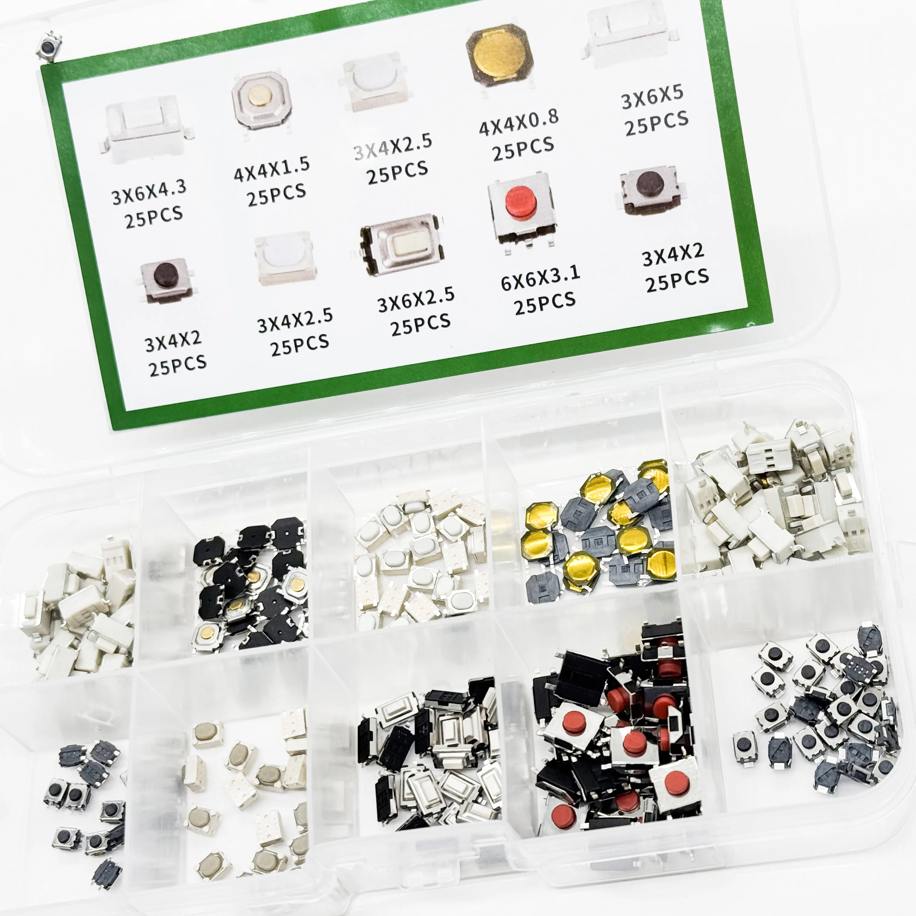 1 Set 250Pcs 10-Types Tactile Push Button Switch Car Remote Control Keys Button Touch Micro switch image 5