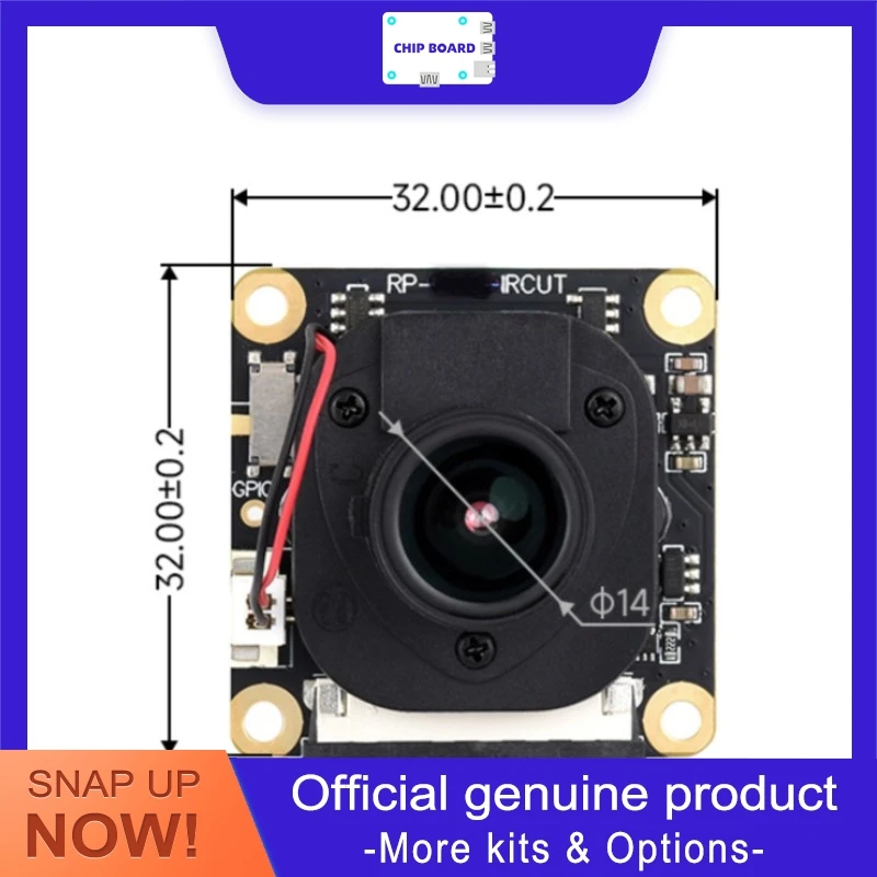 Waveshare IMX291 2MP Camera Board, IR-CUT Fixed Focus Lens, Rolling Shutter for Raspberry Pi Use