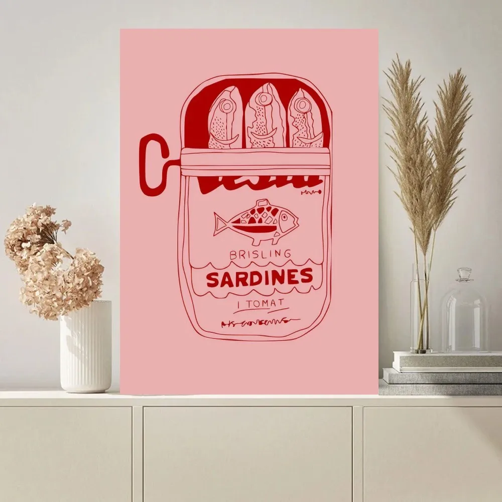 Cuadros Decoration Sardines Nordic Poster Paintings on The Wall Picture for Living Room Interior Painting Room Decoration