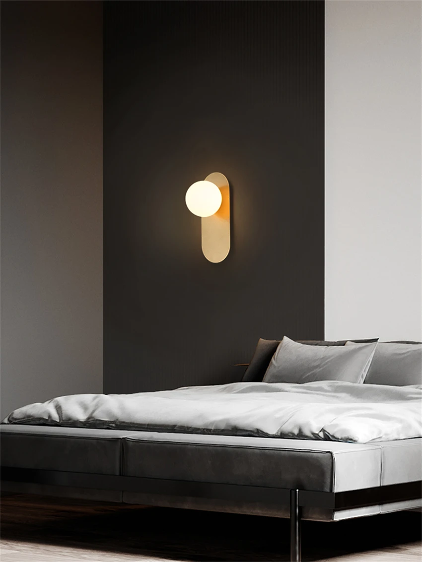 الشمال البيضاوي المعادن كرة زجاجية مصابيح الحائط غرفة نوم أباجورة غرفة المعيشة المنزل مصباح غرفة النوم مرآة كشافات ديكور الشمعدانات أضواء