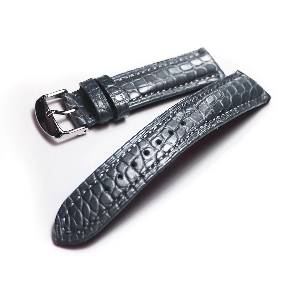 Dark Gray New Handmade Soft Thin / Thick Watchband 20mm 22mm American Crocodile Skin Men Women Watch Band Strap