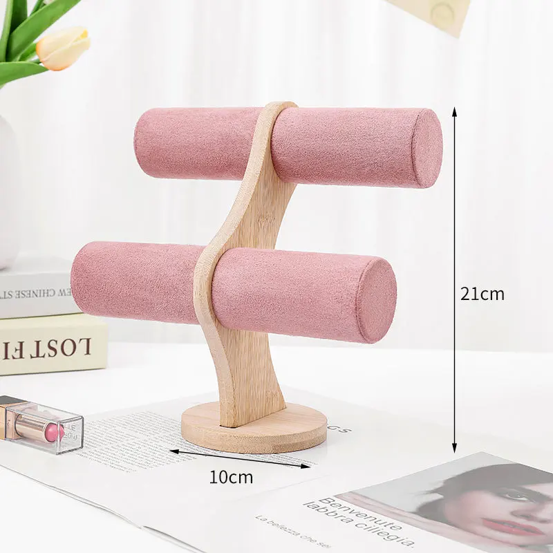 New DIY Double Layer Rack Organizer Wood Jewelry Bracelet Storage Display Chain Watch Hard Stand Holder Woman Assemble
