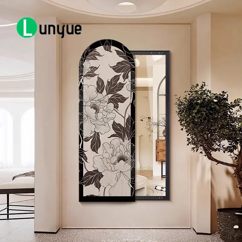 Espelho de corpo inteiro com motivos florais medievais franceses, com efeito de espelho e detalhes decorativos, ideal para parede, para decorar a entr