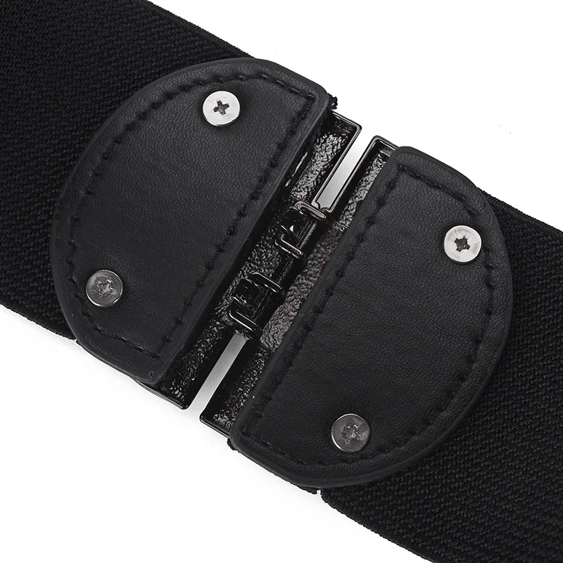 ZLY 2023 New Fashion Waist Band Women Luxury Elastic 85CM Adjustable PU Leather Material Metal Alloy Brand Logo Luxury Waistband