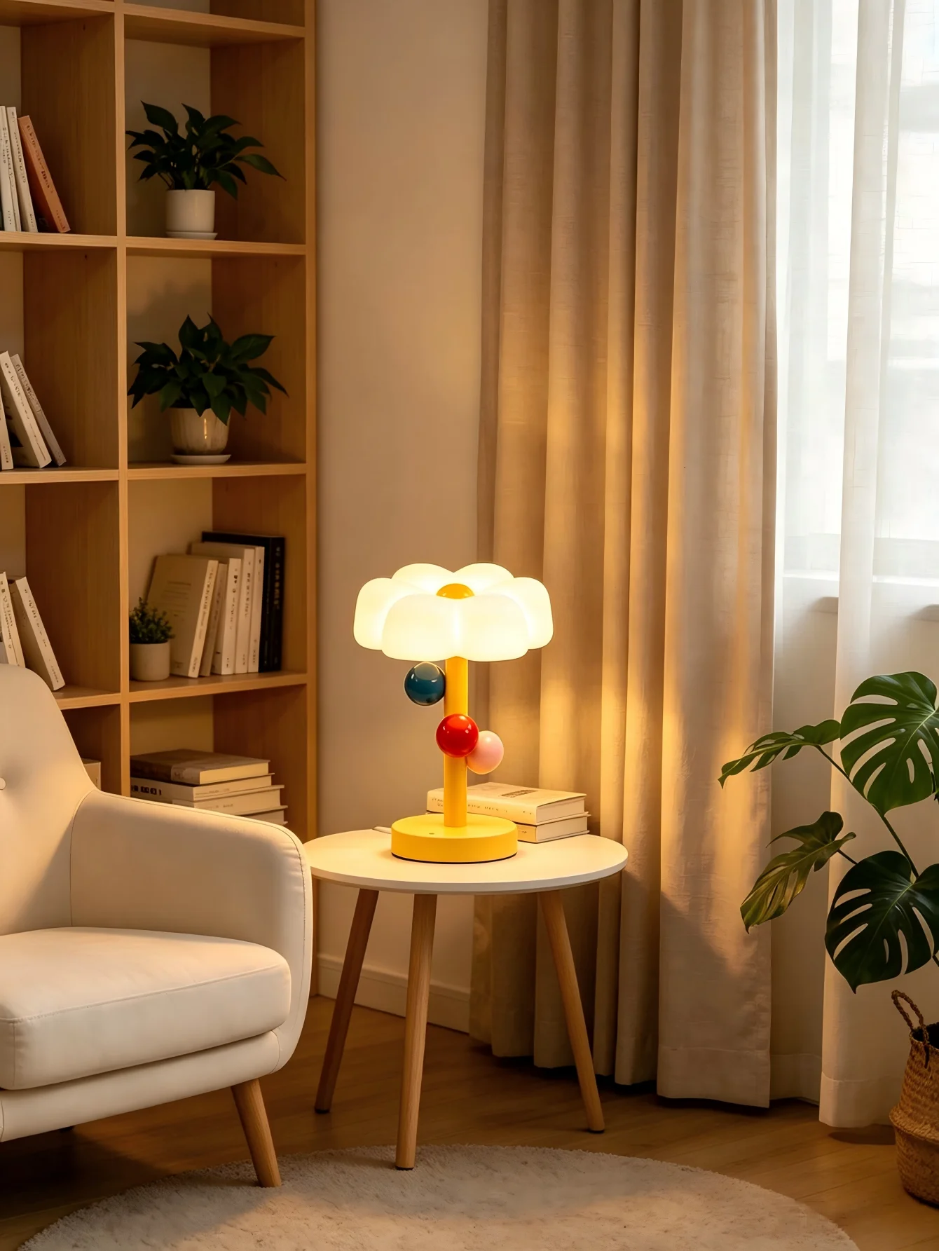 Colorful Ball Memphis Flower Table Lamp USB Charging Touch Switch LED Night Light 3 CCT Bedroom Desktop Decor Lamp For Children