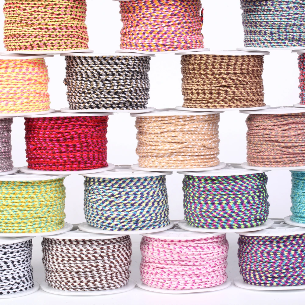 2mm 100% Cotton Cord Colorful Cords Rhombus Twisted Craft String DIY For Jewelry Making Strings Home Textile Line 33M