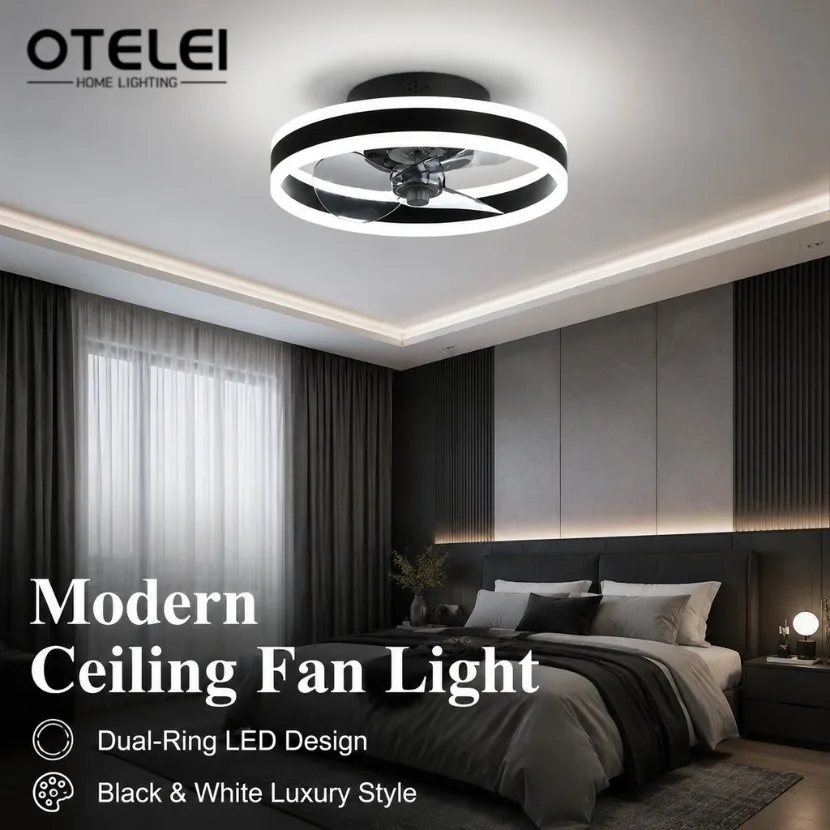 50cm LED Ceiling Fan Light with APP Remote Control Infinite Dimming 6 Level Wind Speed ​​Living Room Bedroom 75W Chandelier Fans