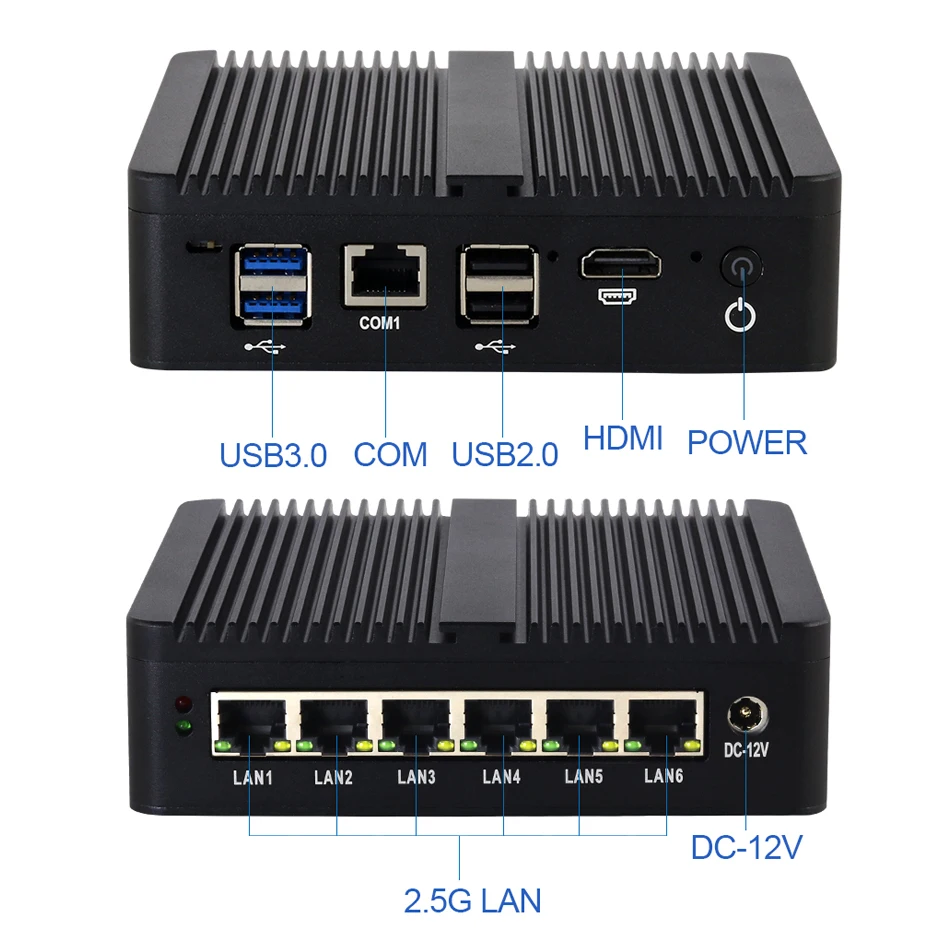 12. Gen Intel Celeron J6412 Mini PC 6x 2.5GbE LAN Intel i226V karta sieciowa wsparcie WiFi 4G LTE Windows 10 Linux Pfsense