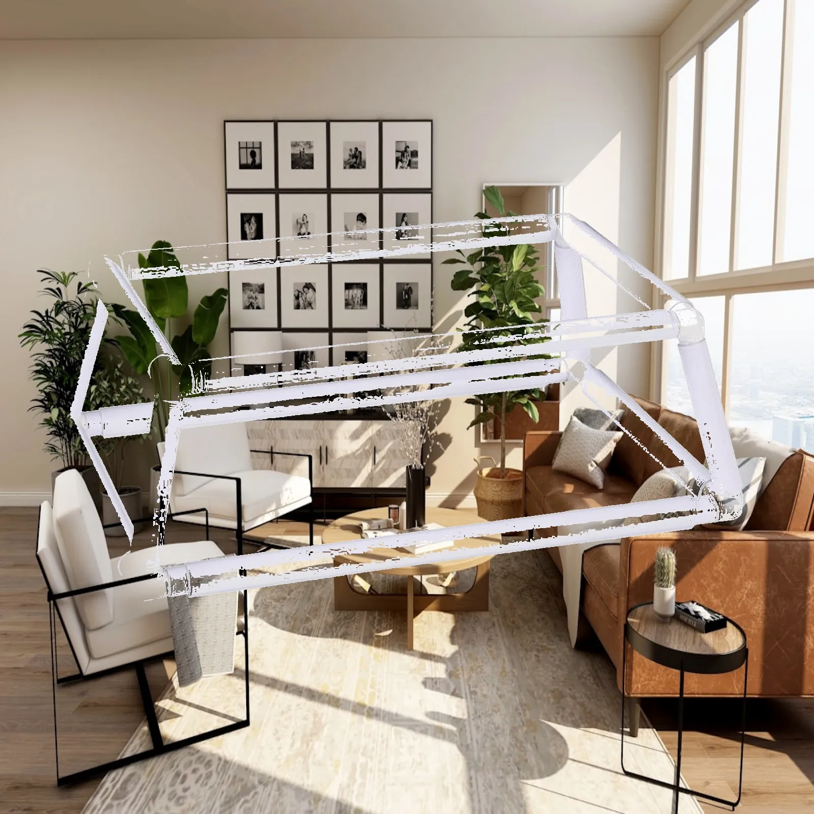 PVC Embroidery Hoop Frame for Punch Tool Needlework with Corner Joints Lightweight Tabletop Design