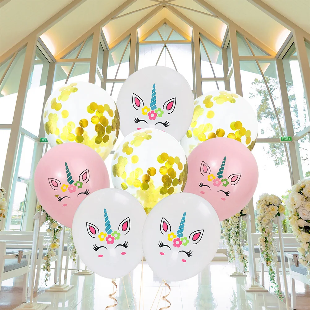 

15Pcs Latex Unicorn Rose Gold Sequins Confetti Balloons Birthday Party Decorations Pink White Gold Supplies