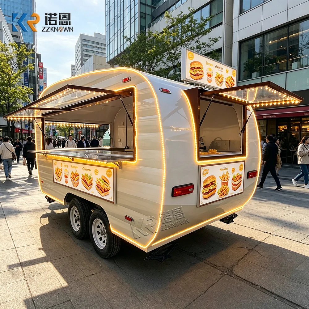 

Street BBQ Fast Food Van Truck Outdoor Catering Trailer Professional Mobile Cart Trailer Street Pizza Food Truck For Sale