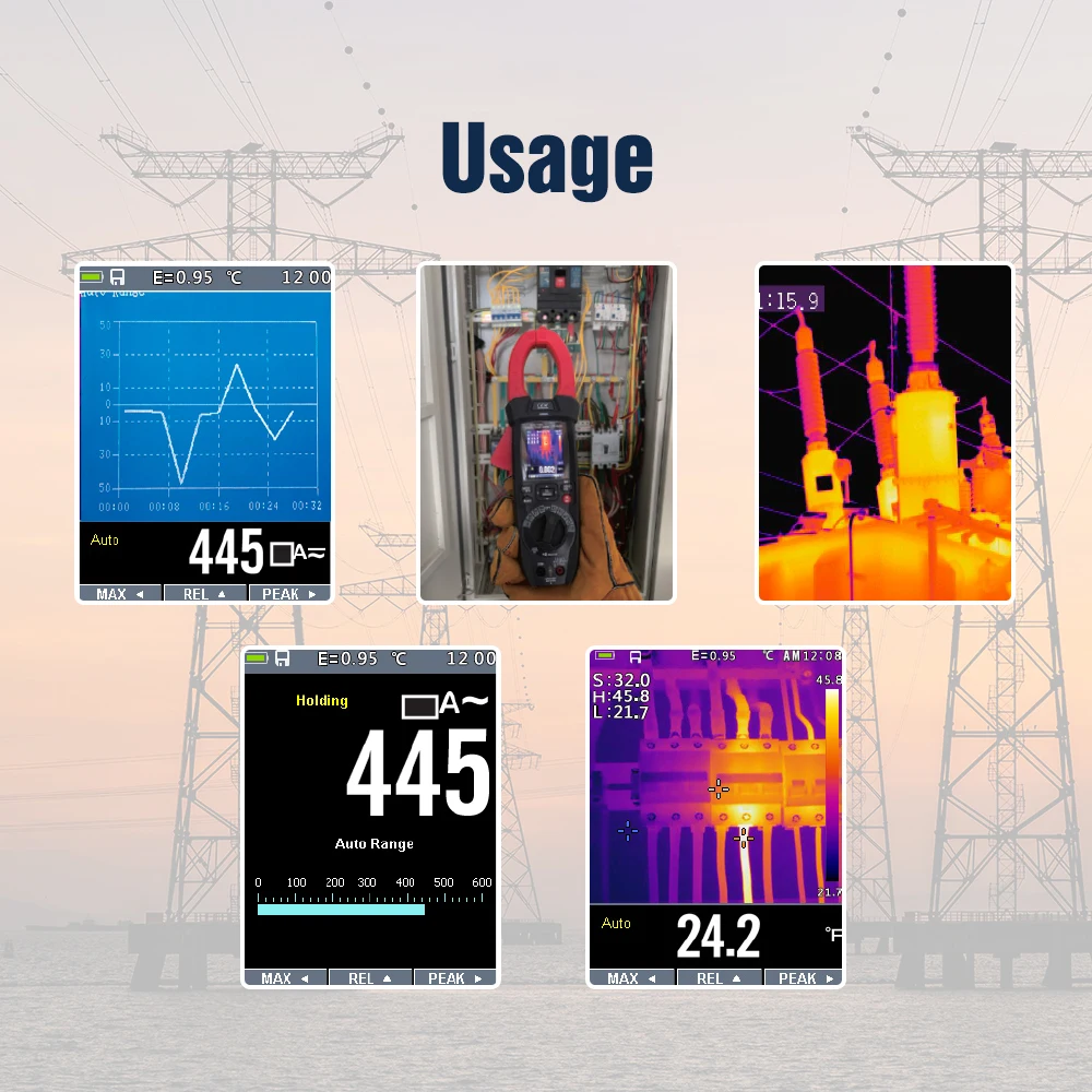 37 مللي متر فتح الفك 1000A Inrush فك التيار متر مع 240x320 بكسل لسهولة عرض الصور والقراء ، للاستخدام الصناعي