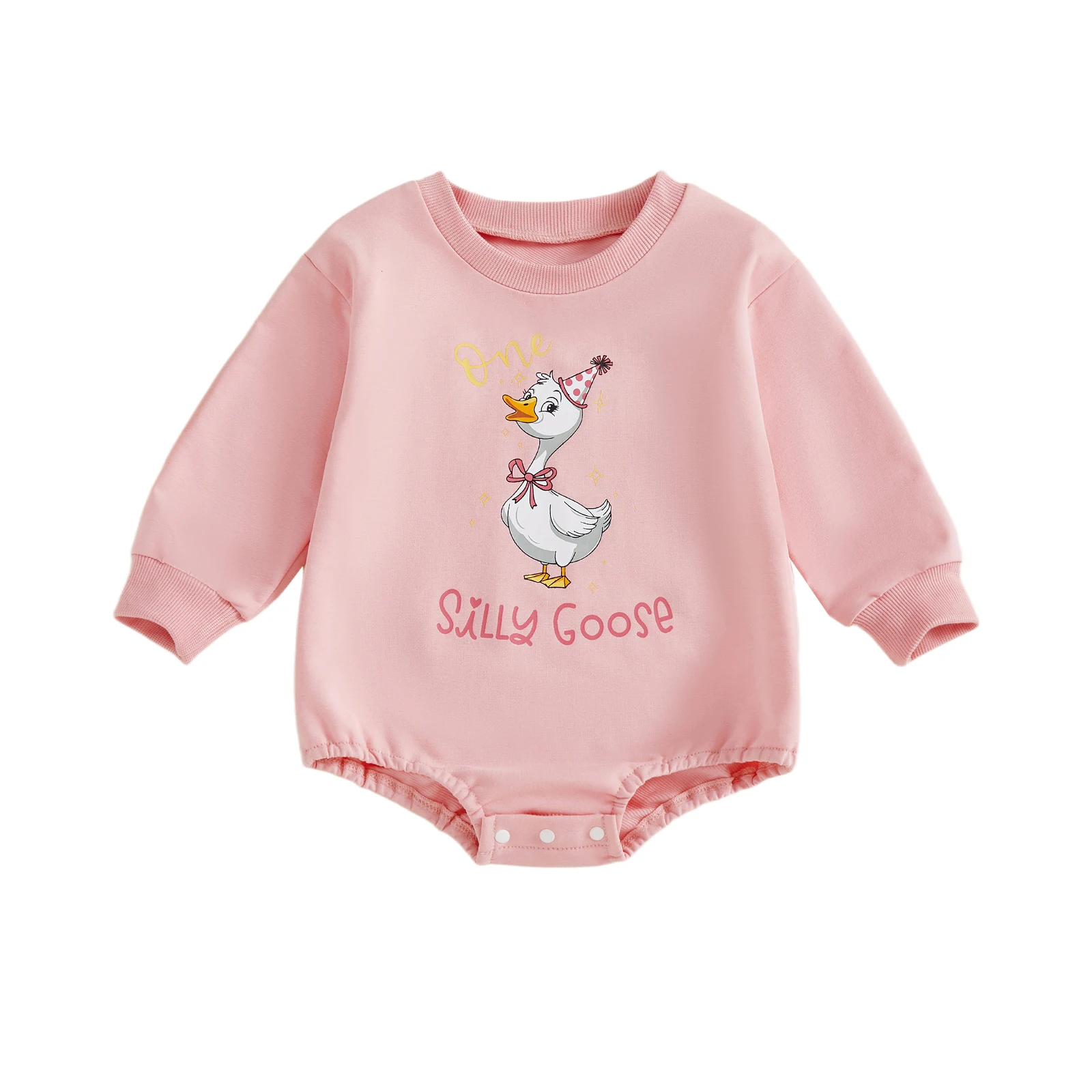 

Baby Girls Birthday Romper Duck Number Print Long Sleeve Round Neck Bubble Jumpsuit
