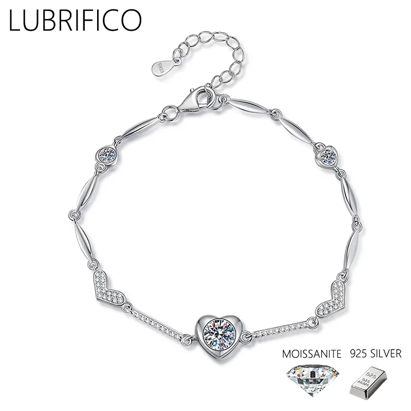 1.0 قيراط D اللون مويسانيتي شكل قلب أساور 925 فضة مختبر سوار الماس للنساء حفل زفاف فاخر #1