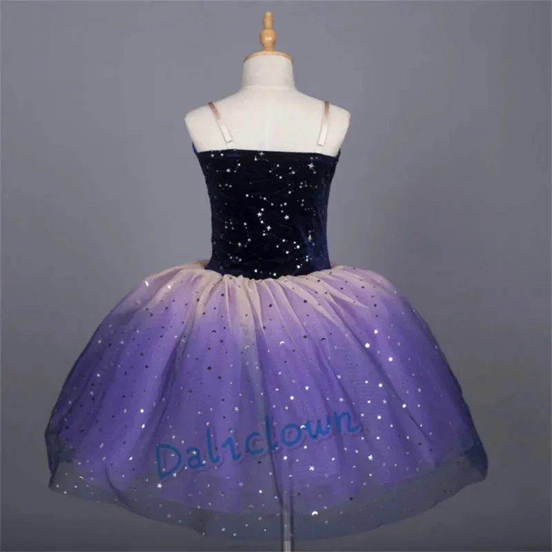 Costume de danse scintillant Bing pour enfants, robe de Ballet pour filles, jupe Tutu, rouge et bleu, robe de princesse féerique, ballerine, justaucorps