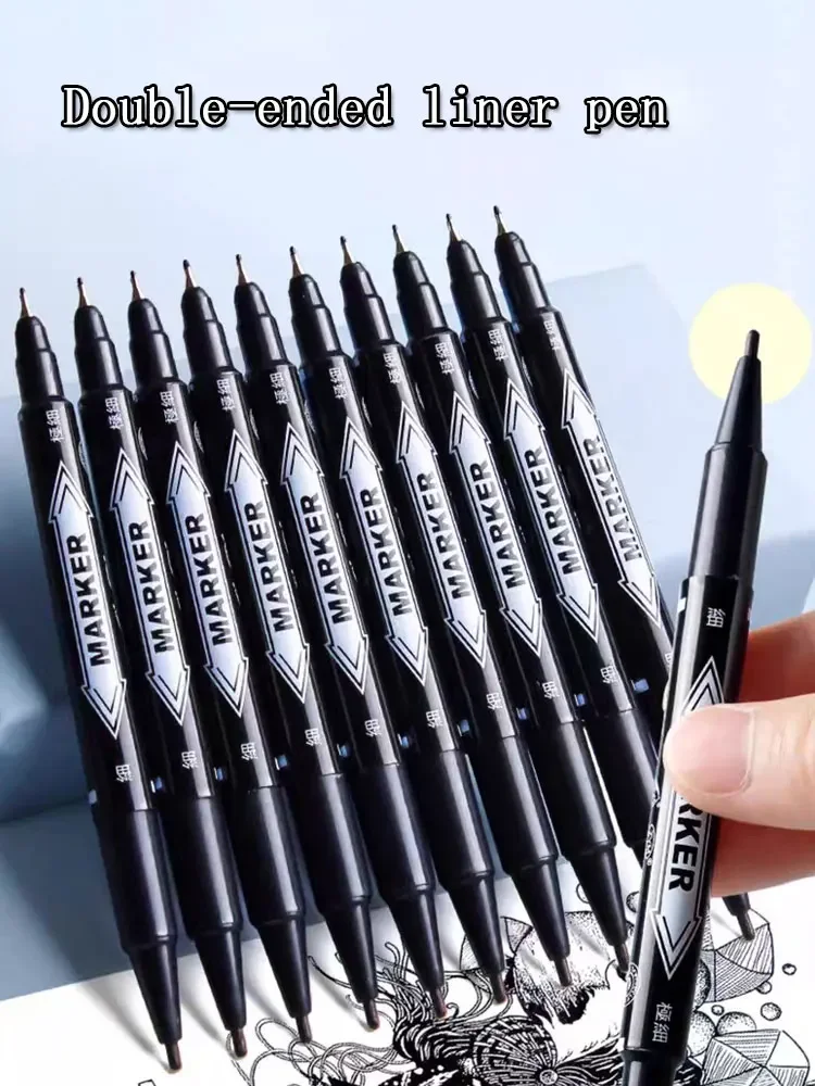 5 قطعة أقلام ذات رؤوس كبيرة علامات حمراء ودقيقة علامات مزدوجة الأطراف أقلام رسم تعتمد على الزيت باللونين الأسود والأحمر علامات فنية سميكة