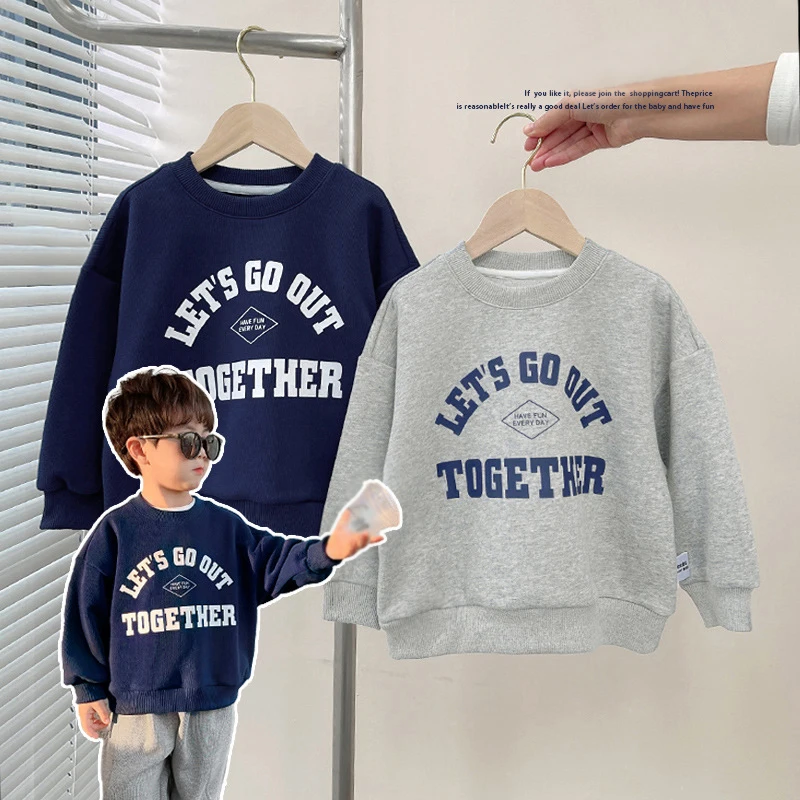 Letter Print Kids Boy Girls Sweatshirt Teenagers Long Sleeve Pullovers Casual Loose Sports T-Shirt Children Baby Bottoming Tops