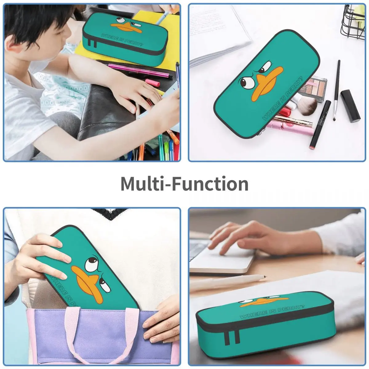 Perry The Platypus Pencil Cases Large Storage Pen Bags Pen Box Pencil Pouch For Boys Girls Students Stationery School Office