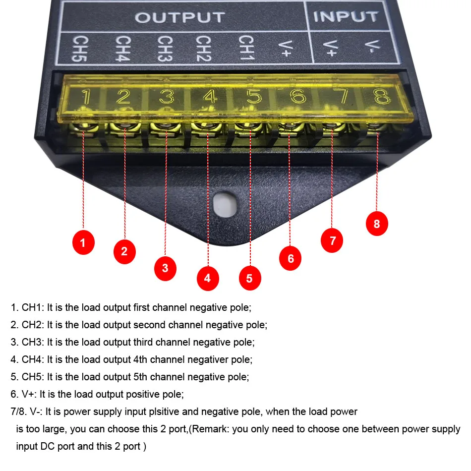 TC420SJ programowalny kontroler listwy RGB LED DC12V-24V TC420 aktualizacja 5 kanałów łączna moc wyjściowa 20A wspólna anoda programowalna