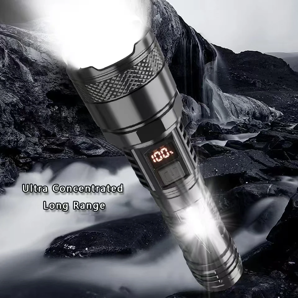 Very Strong Flashlight Long Range Very Powerful Portable Rechargeable Led Lamp Lanterna Flashlights High Power Ultra Torch Light