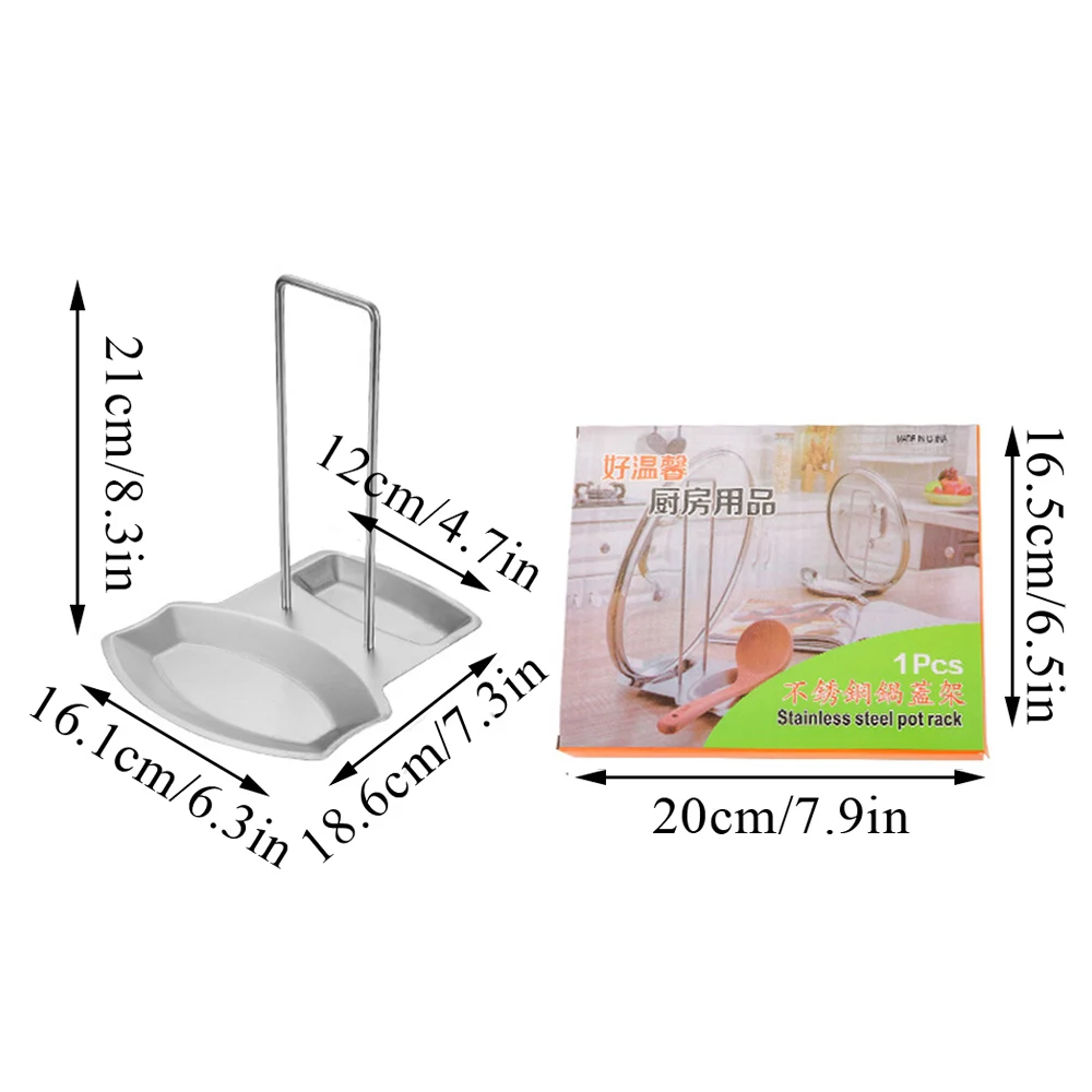 Spoon Stand Pan Cover Shelf Stainless Steel Pot Lid Rack Detachable Spatula Holder Multifunctional With Tray Kitchen Supplies