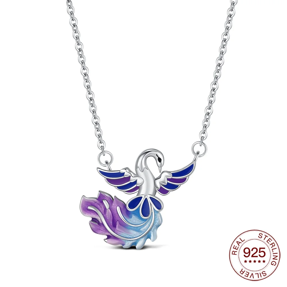 Women's 925 Sterling Silver Heart & Moon Necklace