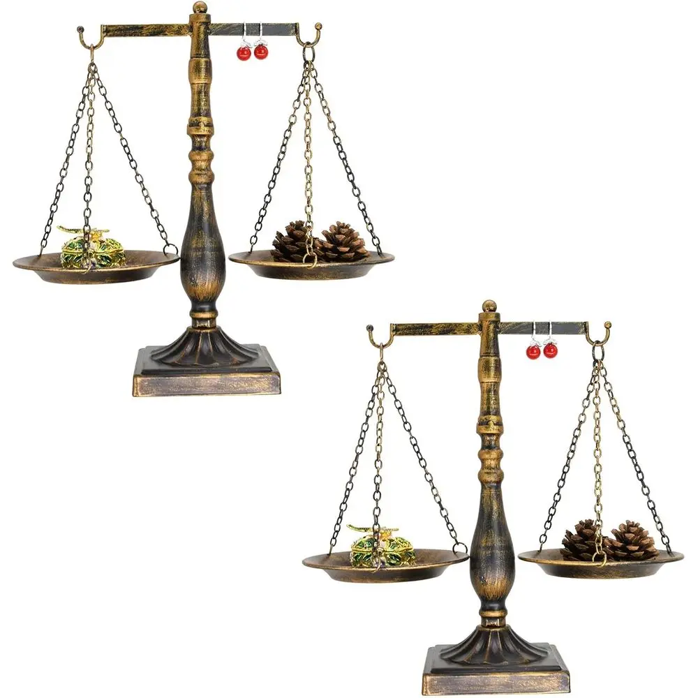 

Vintage Bronze Metal Libra Jewelry Tower, Display Rack Organizer, 7.7 W x 12.1 H