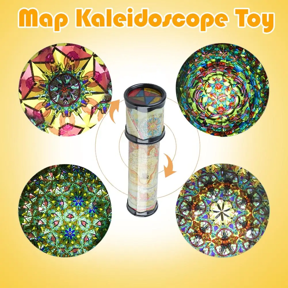 Rotatable Map Kaleidoscope Retractable Rotation Kaleidoscope Glasses Colorful World Toy for Kids Classic Educational