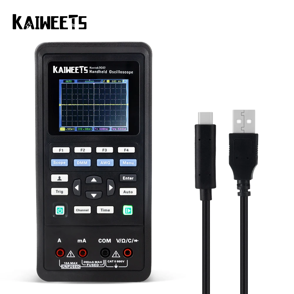 KAIWEETS 2C42 Handheld Digital Oscilloscope  with LED backlight High Accuracy with Professional Digital Multimeter Function