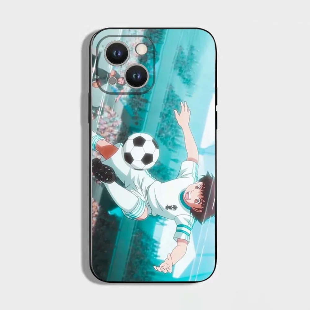 Anime C-Captain Tsubasas Phone Case For iPhone 16,15,14,13,12,11 Plus,Pro Max,XS,X,XR,SE,Mini,8,7,Soft Silicone Black Cover