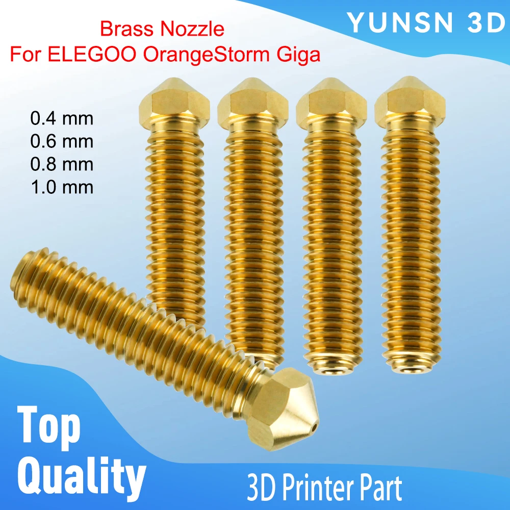 

Латунная насадка для ELEGOO OrangeStorm Giga 300 ℃ Высокотемпературное сопло для печати 0,4 0,6 0,8 1,0 мм Запасные части для 3D-принтера