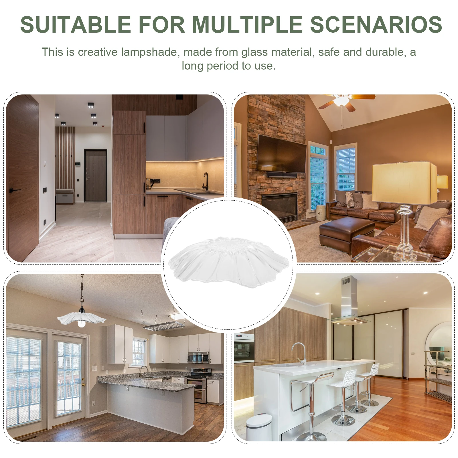 

Glass Flower Lamp Shade Decorative Hanging Pendant Lamp Shade Cover for Kitchen Ceiling Bedroom Living Room Novel Lighting