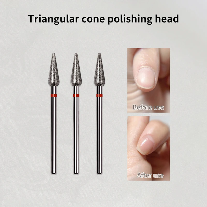 Triangular Cone Shape Diamond Nail Drill Bits Rotary Russian Cuticle Bit Electric Manicure Drill Nails Accessories Nail Art Tool