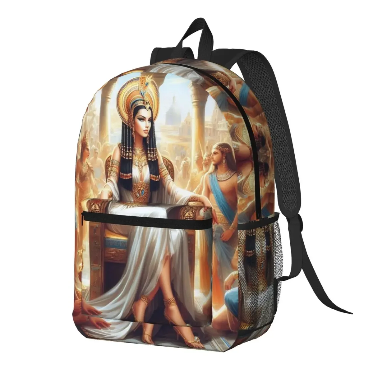 Cleopatra Vibrant Egyptian Woman Backpack Daypack Large Capacity Children BookBag School Bag Shoulder Bags for Men Women