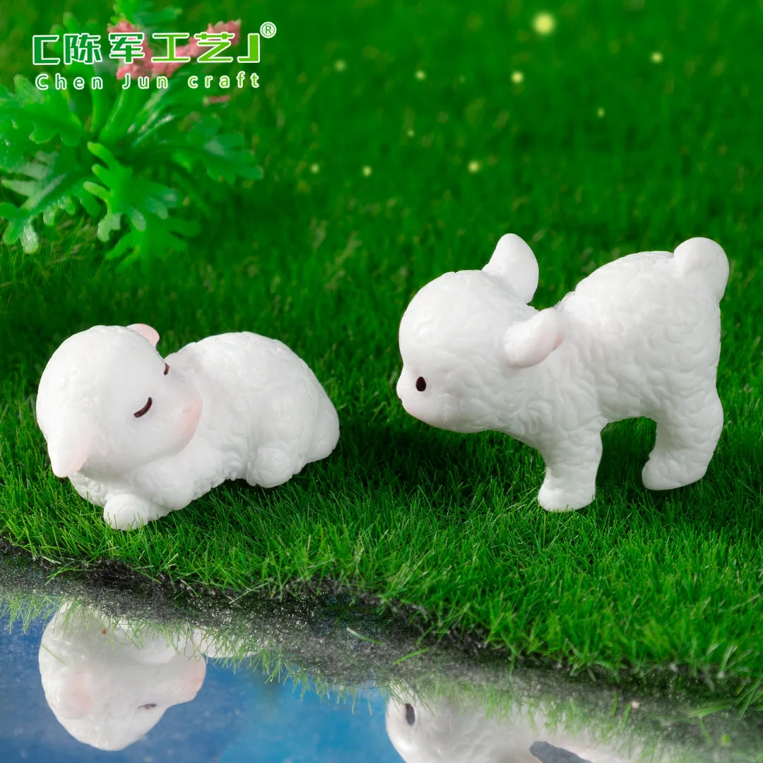 

20pcs Mini Resin Sheep Figurines Cute Statue Lamb Decor For Desktop Home Office Garden Dollhouse Accessories Farm Animal