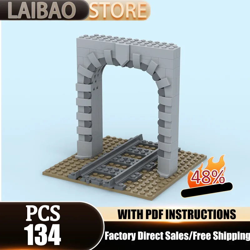 Railway Train Moc Building Bricks Circular train tunnel entrance Technology Modular Blocks Gifts Christmas Toy DIY Sets Assembly