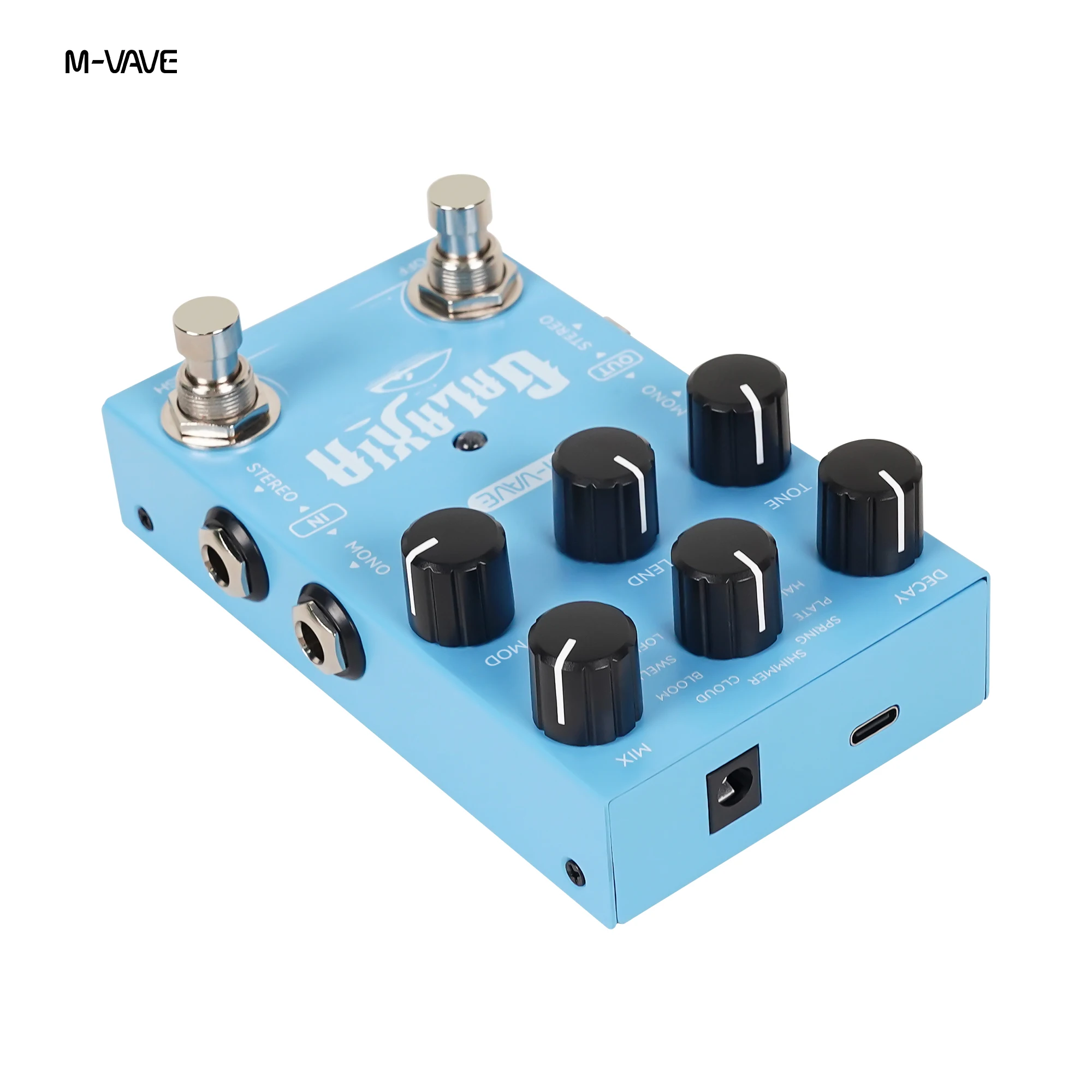 M-VAVE GALAXIA Stereo Reverb Multi-Effects Pedal Amp Modeling Looper DC9V USB-C Portable Rechargeable For Guitar Bass