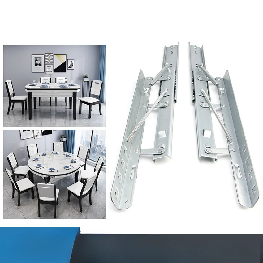 

Folding Telescopic Dining Table Lift Slides Rails Interchange Between Square And Round Tables Push-pull Hidden Table Hardware