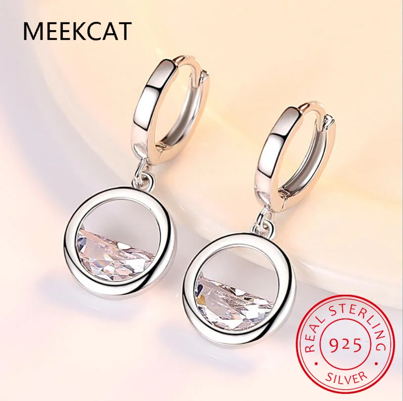 Female Earrings 925 Sterling Silver Semicircular Water Drop Zircon Earrings for Women Wedding Jewelry Pendientes