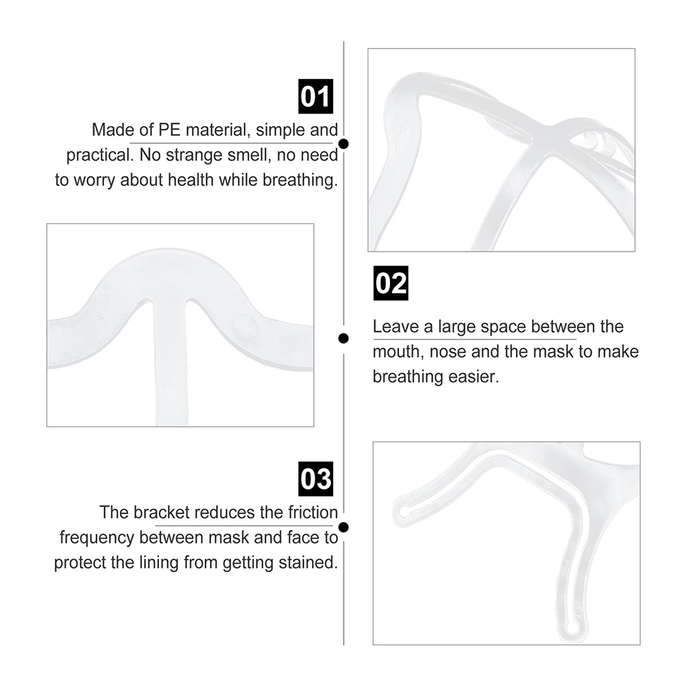 

5Pcs Mask Bracket Silicone 3D Inner Support Breathable Frame Non-Stuffy Mouth Guard Mask Insert Summer Cooling Airflow