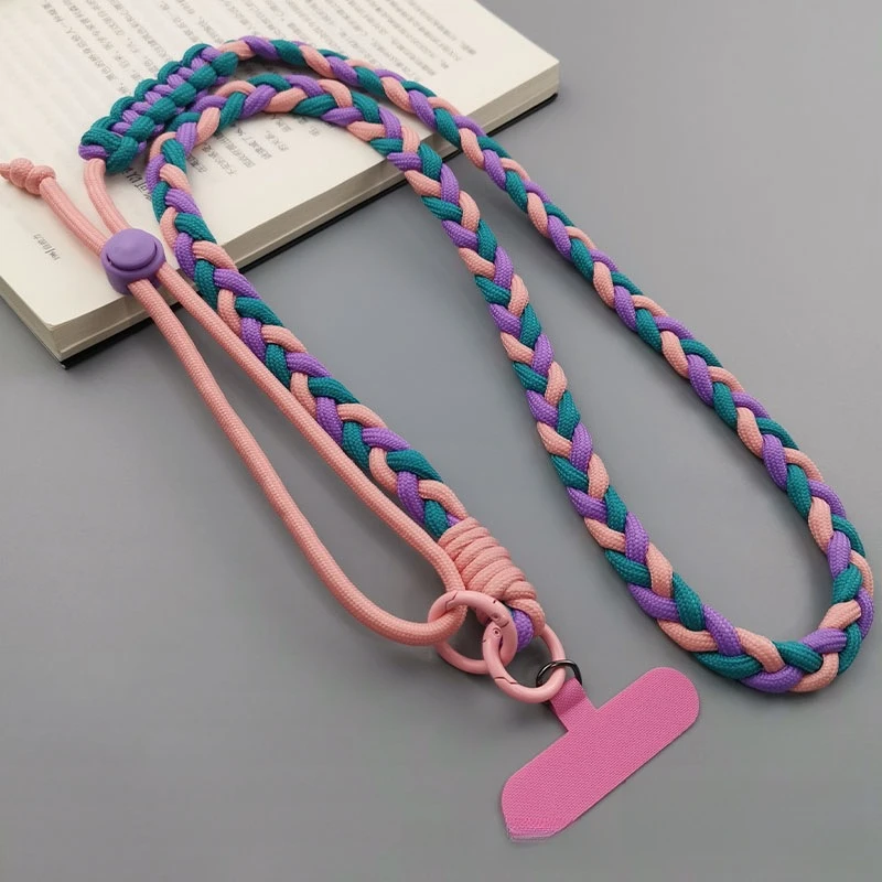 Regulowany pasek na szyję do noszenia na skos, uniwersalna smycz do telefonu, pleciony pasek do użytku na zewnątrz, podróży i wędrówek.